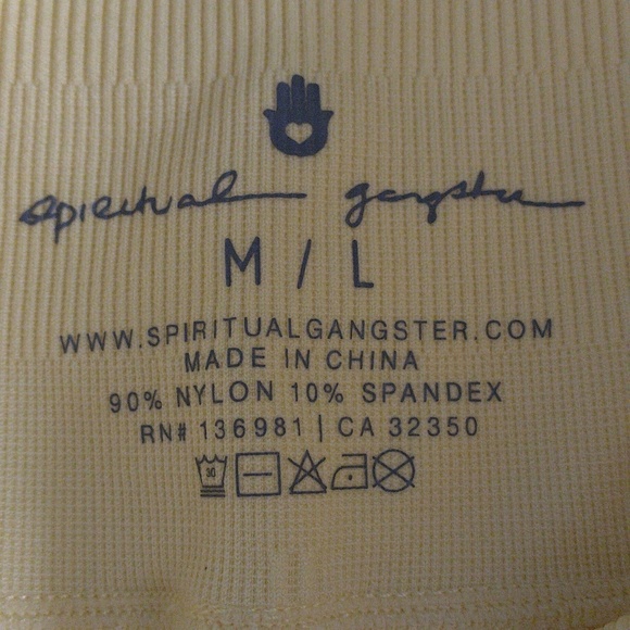 Spiritual Gangster M/L Ribbed Pastel Yellow Leggings - Picture 5 of 16